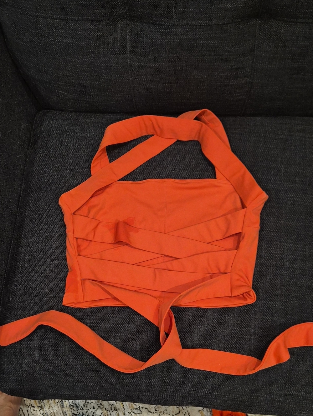 HALARA Orange Wrap Strappy Crop Top